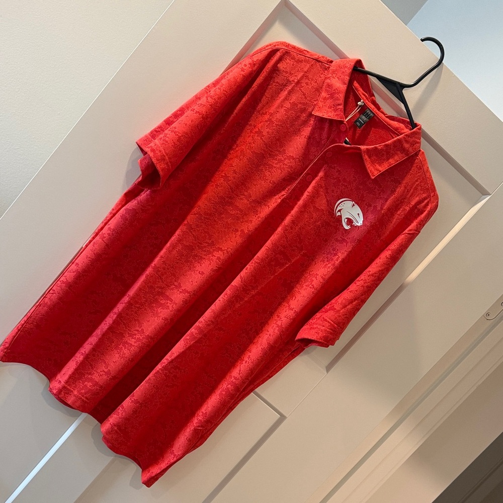 Adidas Red Textured Polo Shirt